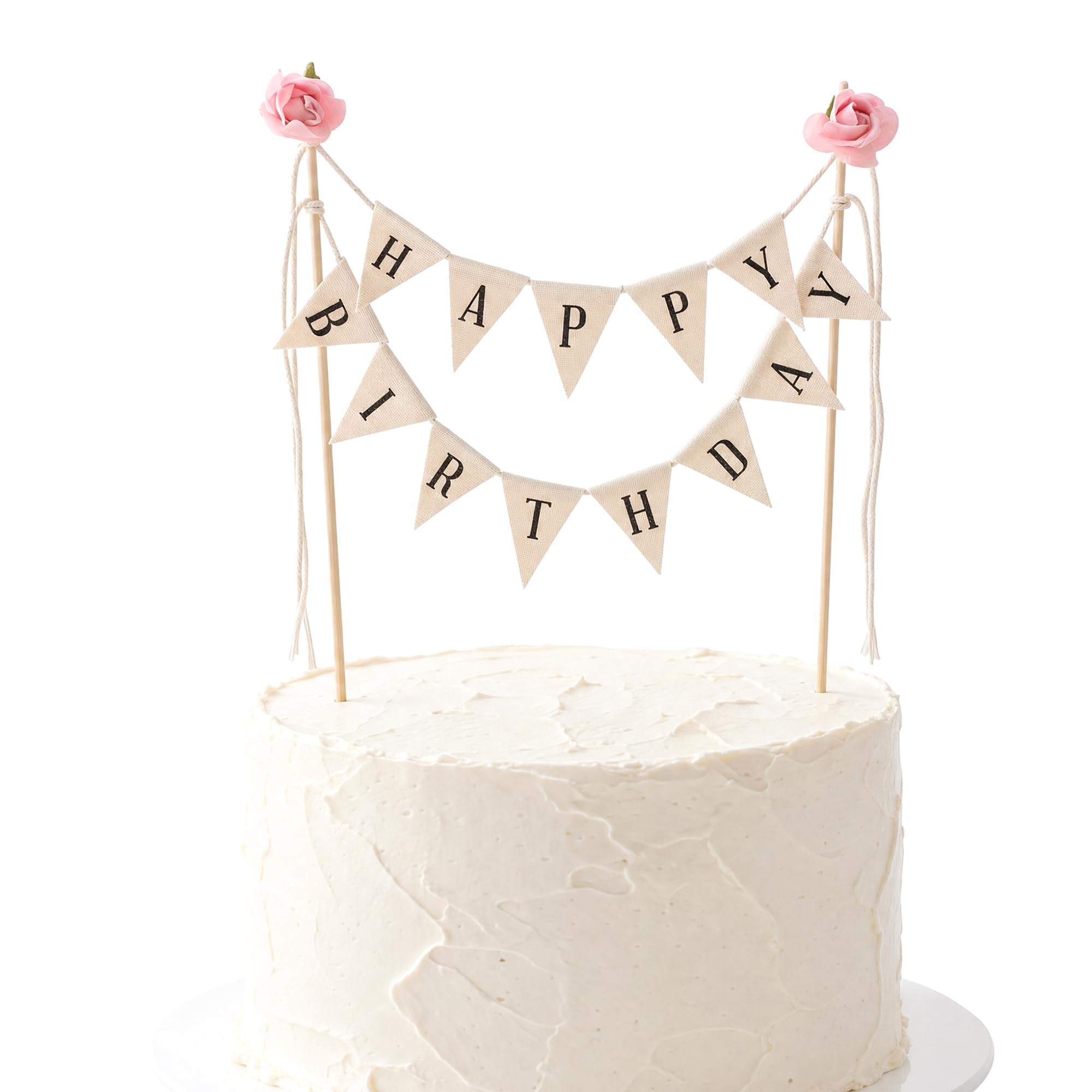 LEOUEANR 1Pcs Birthday Decoration Cake Banner, Cake Topper Banner