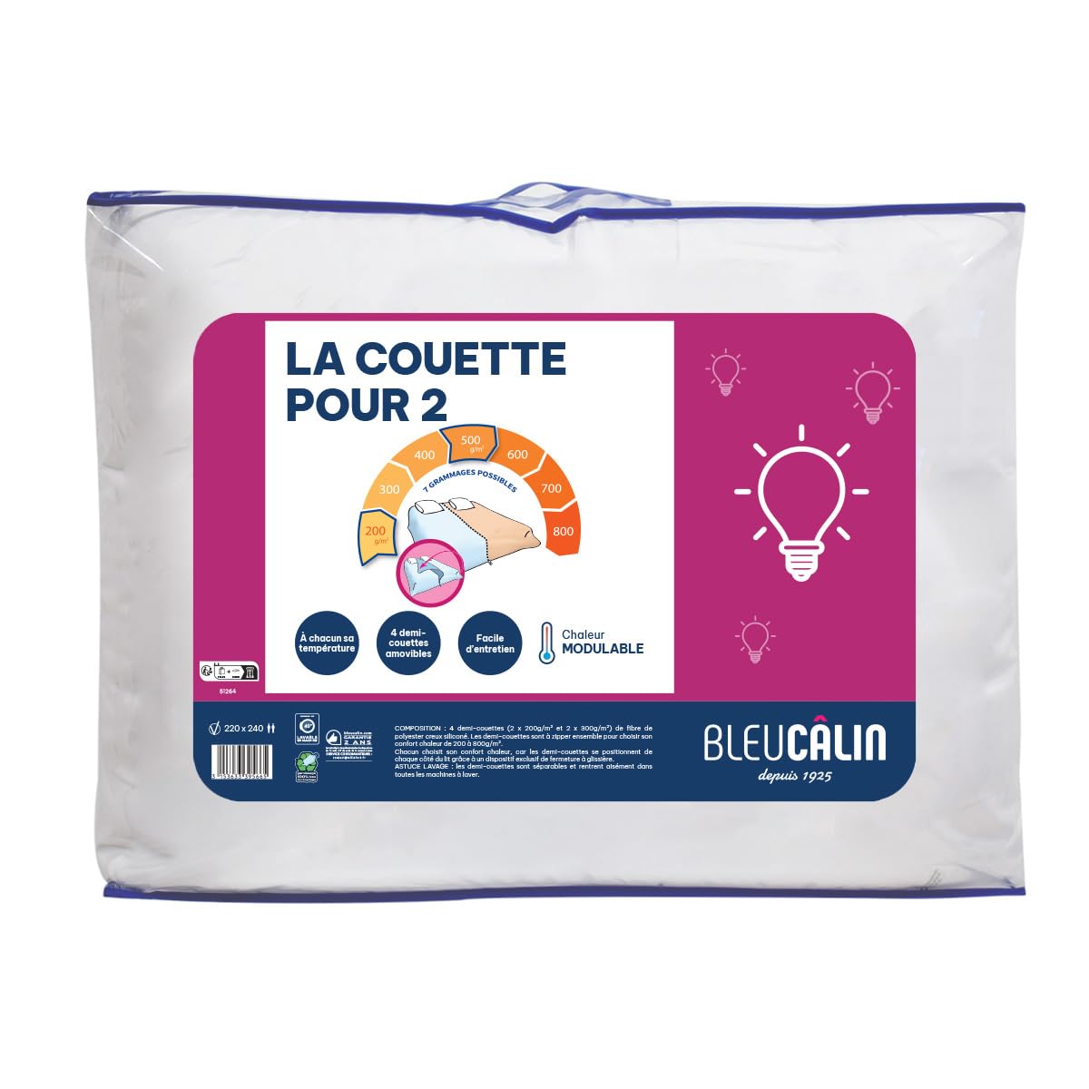 Blue Bumper Luxury Microfibre/Polyester White, White, 220 x 240 cm