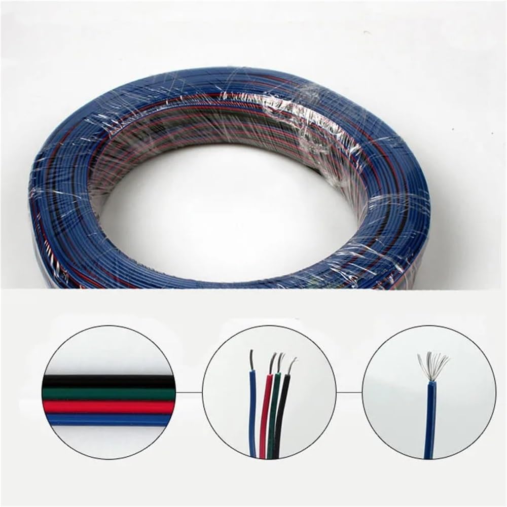 Fengyan Luces de paisaje Conector de cable eléctrico de 100m 4pin Conector de 4pin Cable for RGB 3528 5050 LED Accesorios de iluminación de tiras LED Cable de alambre plano LED Farola ( Talla : 100m )