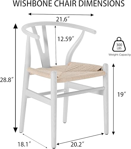 Vista 17 de Tomile Silla Wishbone de madera maciza, Silla Y Reposabrazos, Silla de comedor de mediados de siglo, asiento de cáñamo