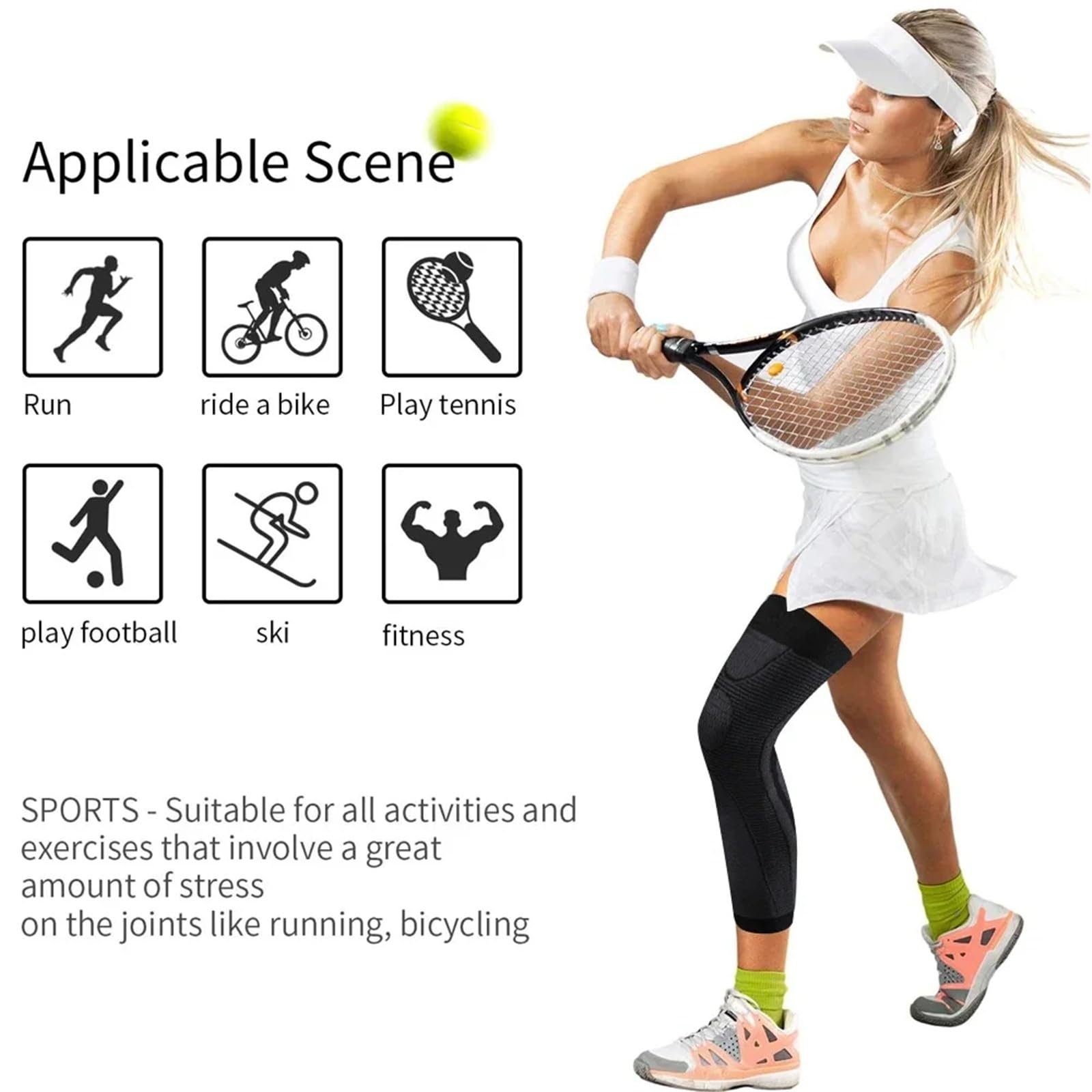 Rodillera Compresion Mangas de compresión deportivas for piernas largas, soporte rodilla for ciclismo, carrera