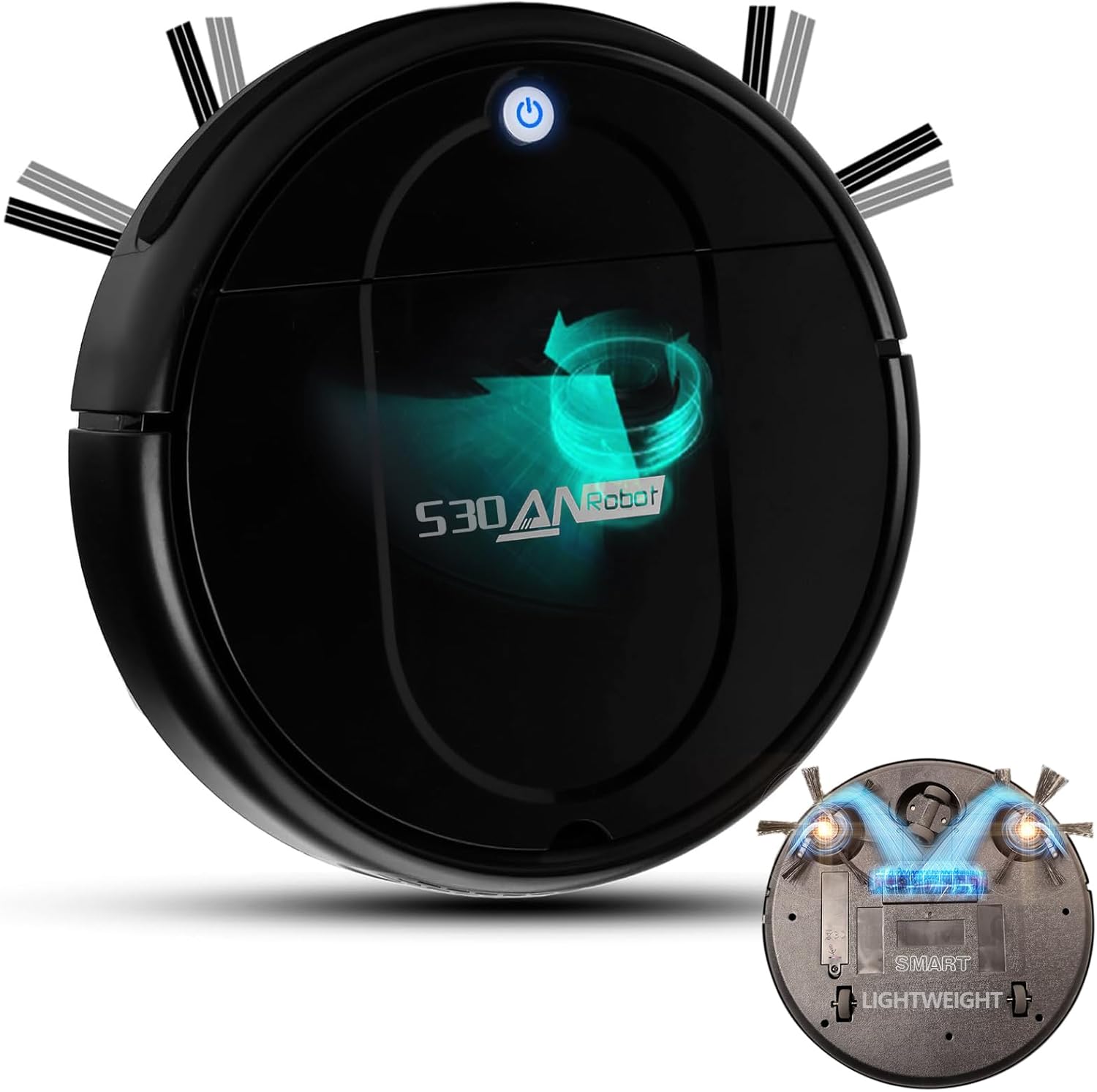 Robot Vacuum Cleaner, 3000Pa Powerful Suction, 2.56-inch Ultra-Slim Body, 120-Minute Long Battery Life, Quiet Operation, Smart Navigation, Suitable for Hard Floors/Low-Pile Carpets/Pet Hair-Black.