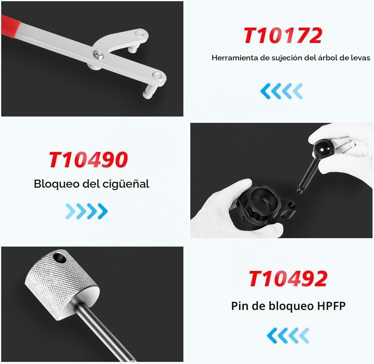 3830 Juego de herramientas para correa de distribución para VW/Audi TDI EA288 (CVCA/CRUA) - Incluye T10490, T10492, T10172, T10051, T3359
