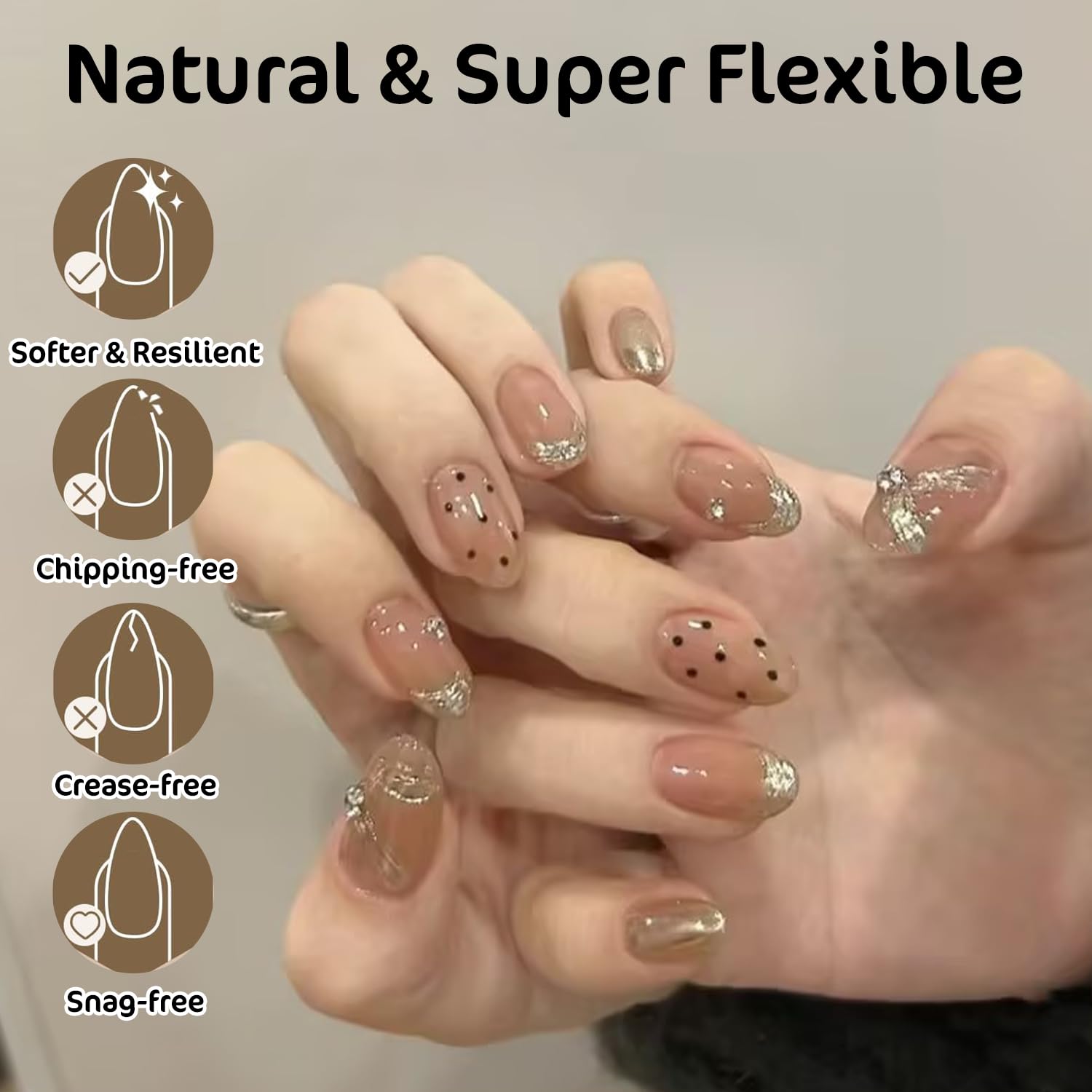 480 Pcs French False Nails Tip Extensions,12 Size Short Almond Gel x Nail Tips Half Cover,Fake Coffin Nail Art Tips Half Clear with Assortment Box,Salon Nails with Handle for Women - Image 2