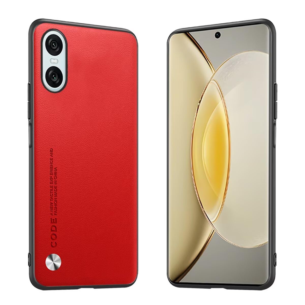 Case for Smartphone, Compatible with Sony Xperia 10 VI (Sixth Generation) (6.1 inches), CODE Series Metallic Leather Cover - Red