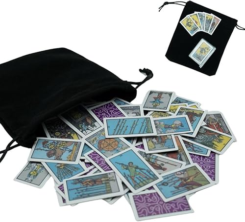 Pequeño juego de cartas de tarot – 78 tarjetas miniatura del tamaño de los dedos, portátil y duradero, bellamente diseñado con tarjetas gruesas,