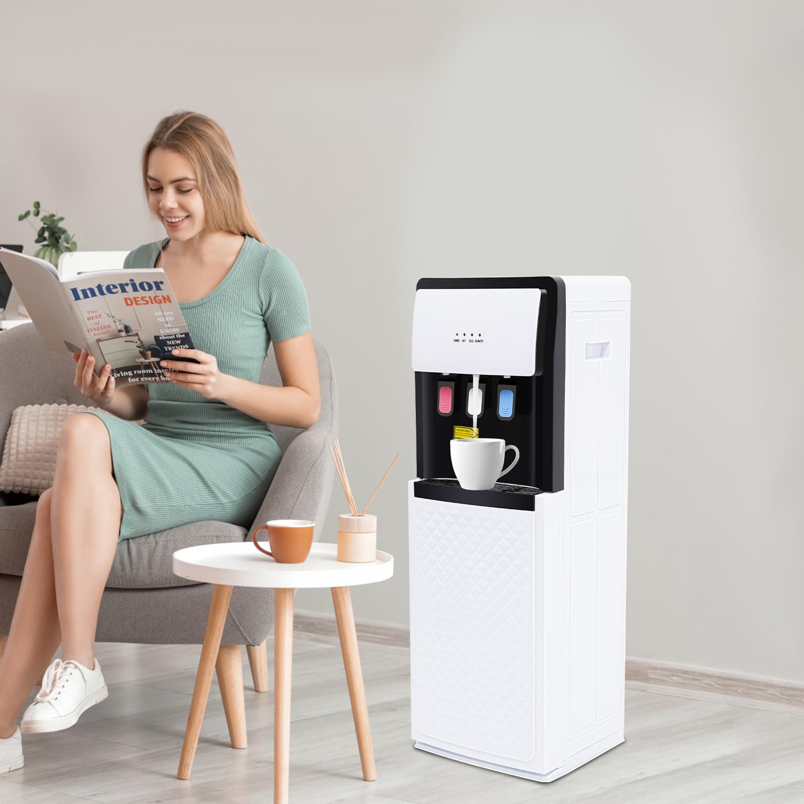 Distributeur d'eau chaude froide 500 W pour bureau sur pied 3 niveaux