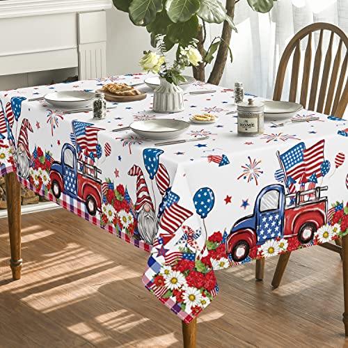 Horaldaily 4th of July Tablecloth 60x84 Inch, Patriotic Truck Watercolor Flag Independence Day Memorial Day Table Cover for Party Picnic Dinner Decor by Horaldaily - Image 3