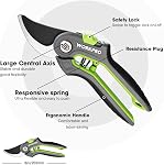 WORKPRO Bypass Pruning Shears, 8" Stainless Steel Gardening Hand Pruner, Professional Garden Trimming Scissors with Sharp SK5 Steel Blades, Ideal Garden Tool, Green | Professional Hand Pruners with Ergonomic Handle, Sharp Stainless Steel Garden Trimm
