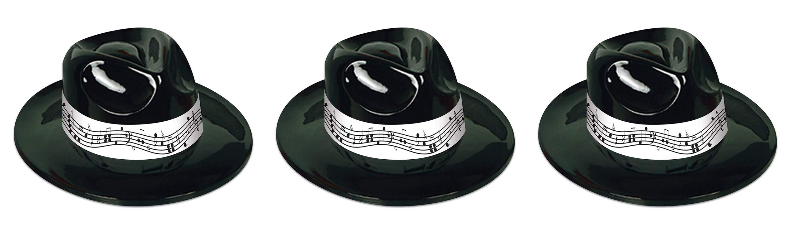 Beistle Partyhüte aus Kunststoff, Musiknoten, Partyhüte, Gastgeschenke für Geburtstage, Band-Konzerte und Aufführungen, Einheitsgröße, Schwarz/Weiß, 3 Stück
