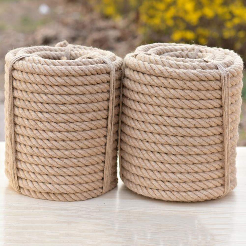 Naturale Corda di Iuta, 40mm Spessore Intrecciata Corda di Canapa Multifunzione Solido Spago Iuta, per la casa, Il Giardino, Il Fai-da-Te, l’Artigianato e la Decorazione,35m_40mm