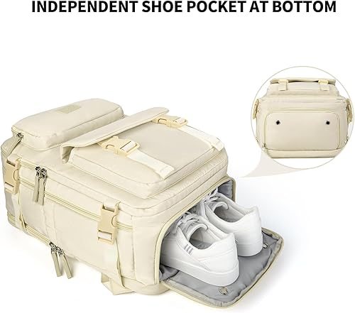 Miniatura 4 de PARAPOGEE Mochila de viaje para mujer, 25 L, impermeable, para senderismo, viajes, campamento, bolsa aprobada para vuelos, Beige, ViajesDeportes