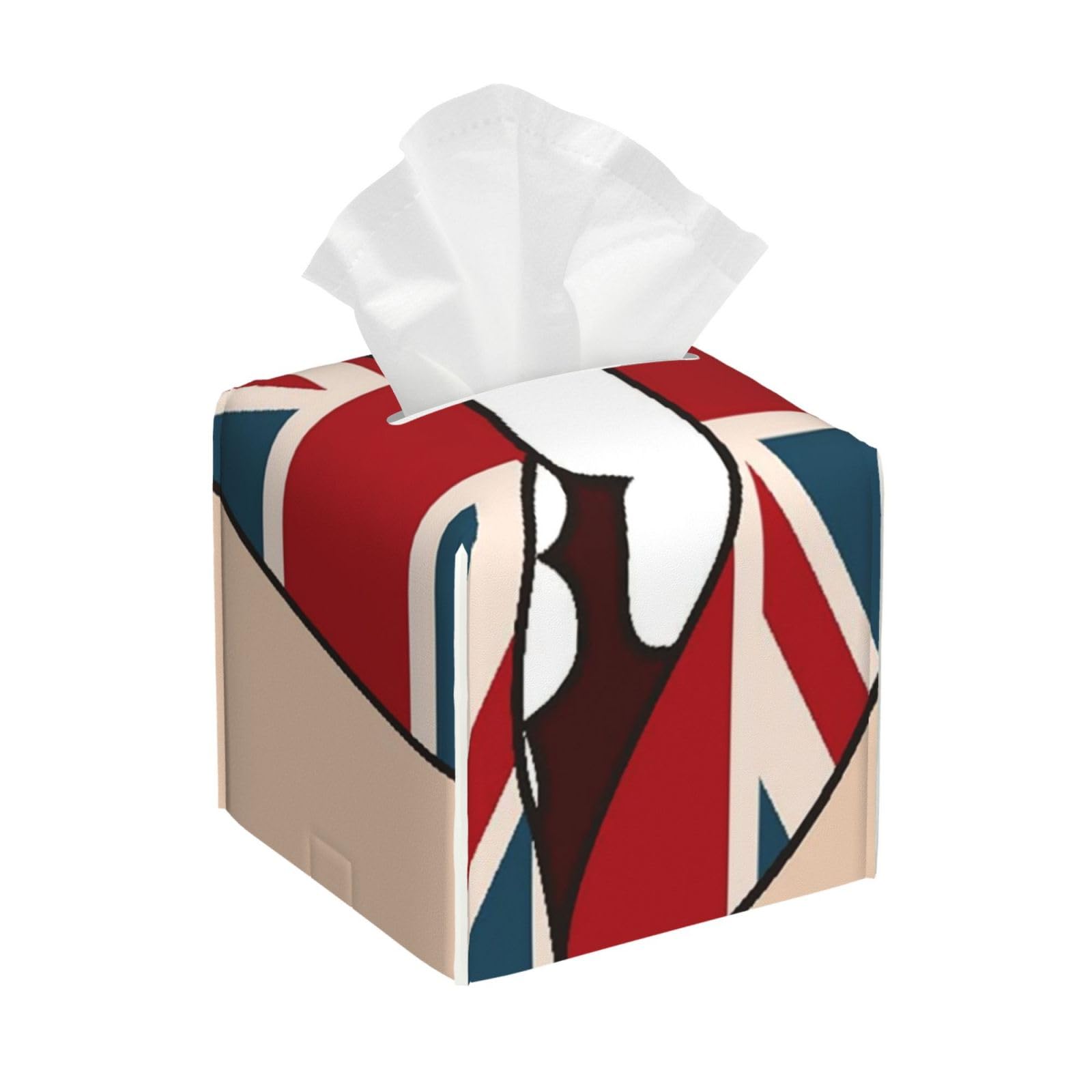 England Lips with Face Inglese Language British Glamour Mouth Flag PVC Cube Tissue Pack for Home Office Bathroom Use