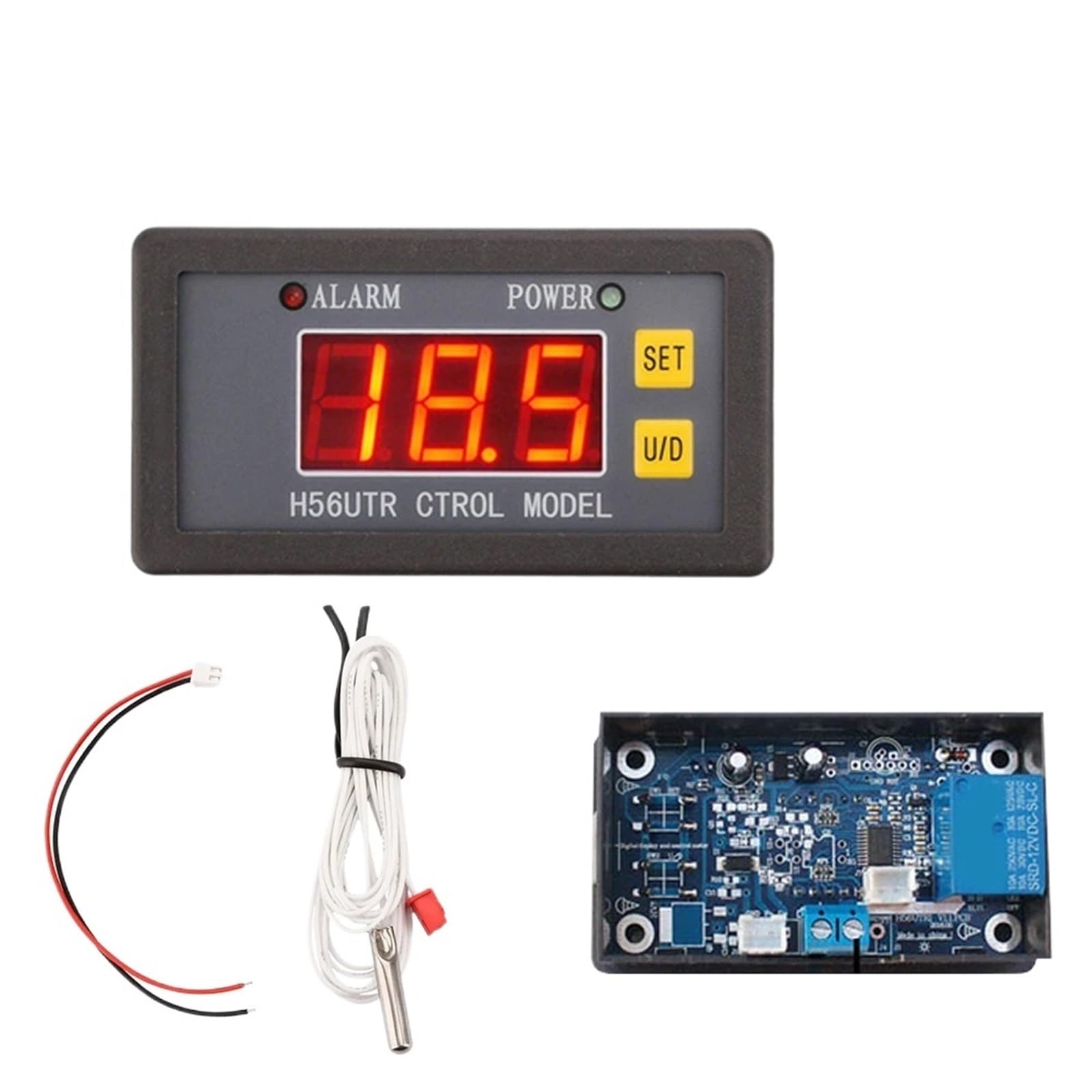 H56TR Digital Thermostat With NTC Sensor Probe Heating Cooling Relay Output Temperature Controller Sensor AC220V DC12/24V(Gold)