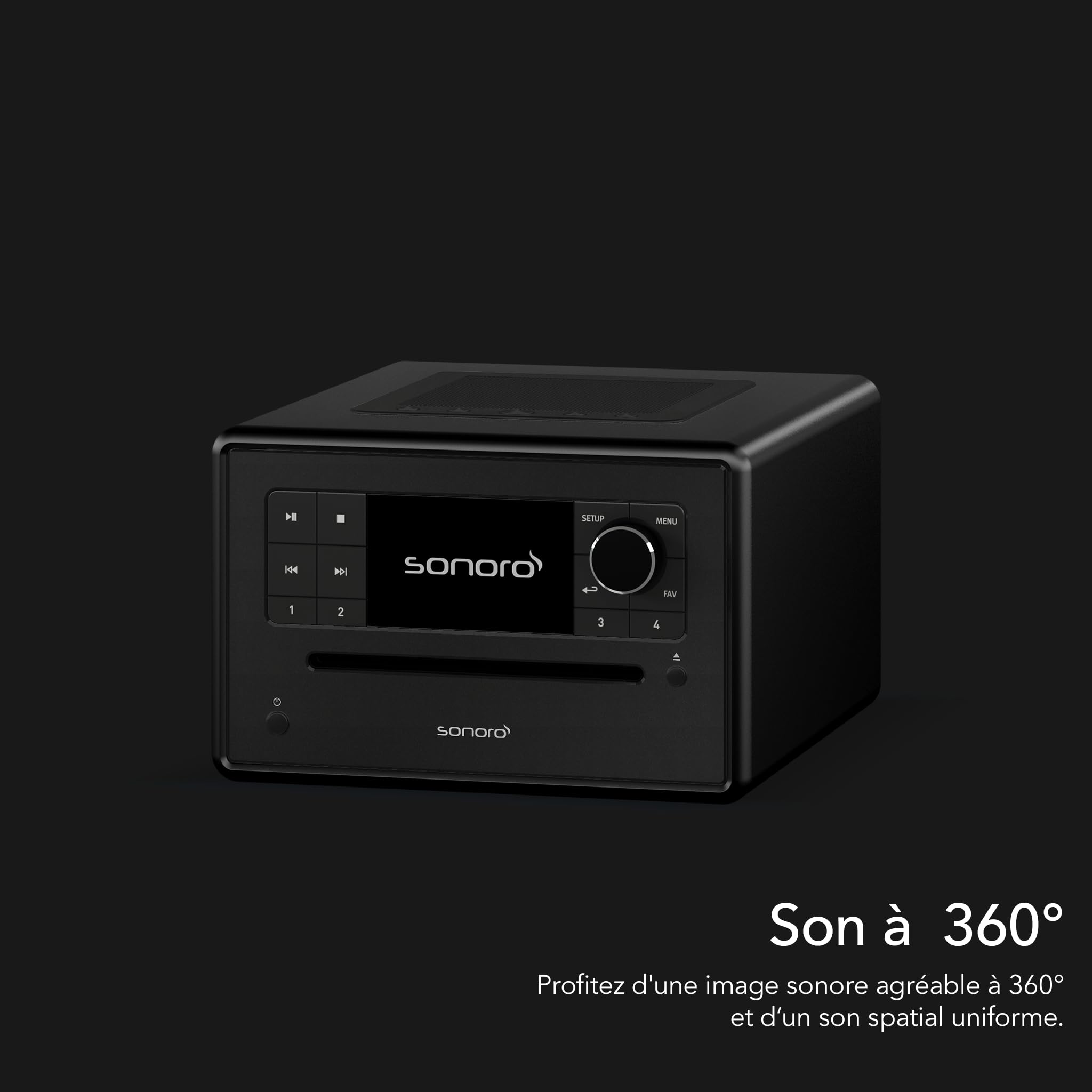 sonoro Elite Internetradio avec lecteur CD (FM, DAB Plus, podcasts, Spotify, Amazon Music, Deezer) Noir mat