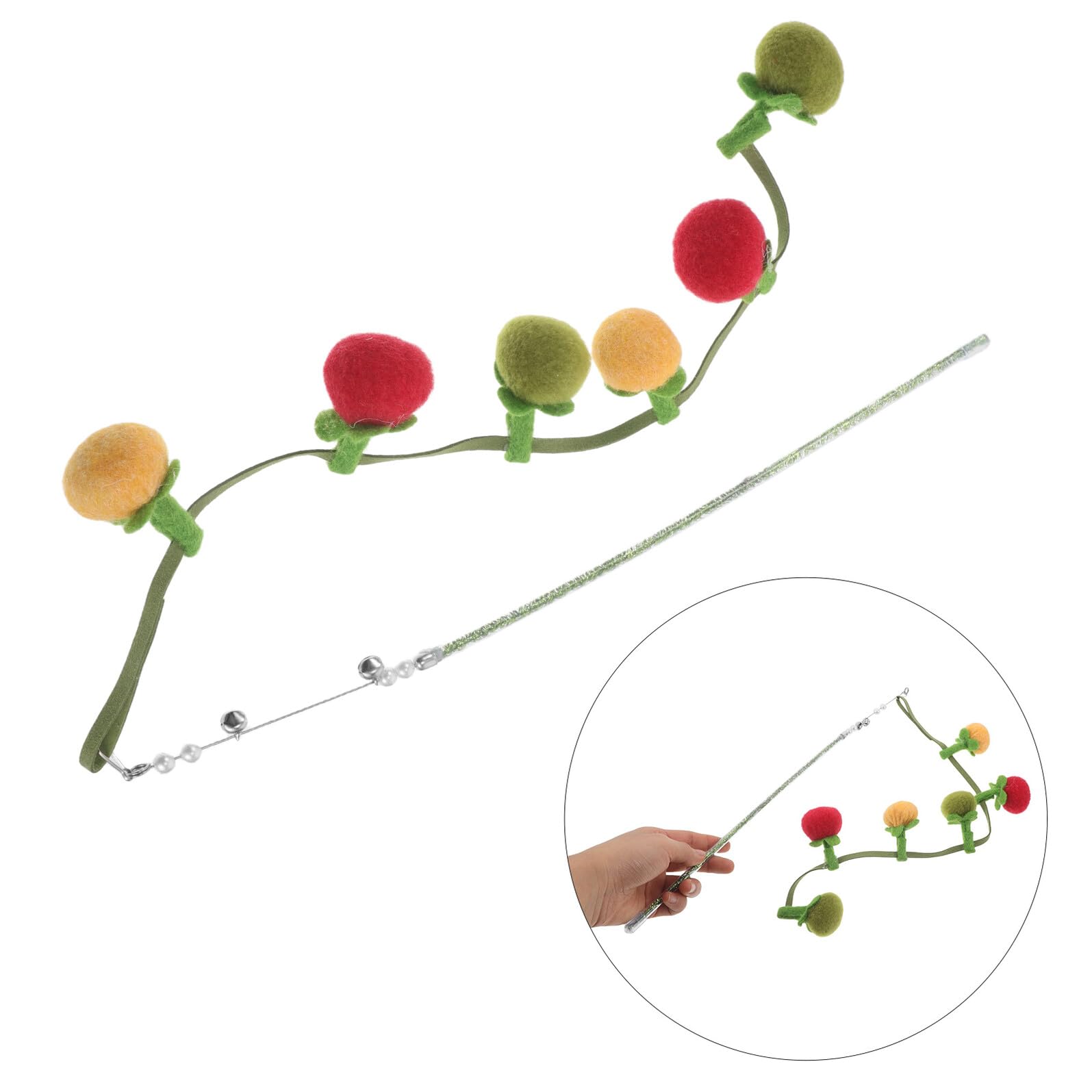 UPKOCH Baguette à Chat Interactive avec Balle en Kaki et Clochette 88 CM Légère et Flexible pour Chats et Chatons D’Intérieur Stimule L’Activité et Chasse Instinctive