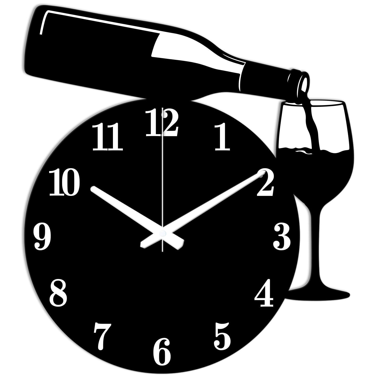 Reloj de pared con copa de vino tinto irregular de 36 x 32 cm
