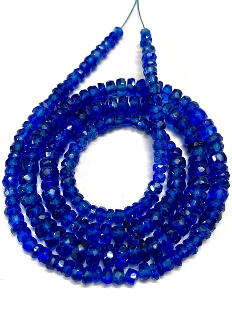 Corindon bleu naturel : perles rondes à facettes 3-5mm pour création de bijoux uniques