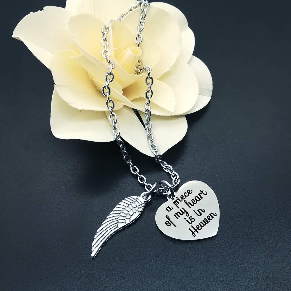Memorial Jewelry A Piece of My Heart is in Heaven Necklace Heart Necklace-Sympathy Jewelry gifts for loss,in Memory of Mom Dad Grandpa Baby Loss Memorial Gift - Image 3