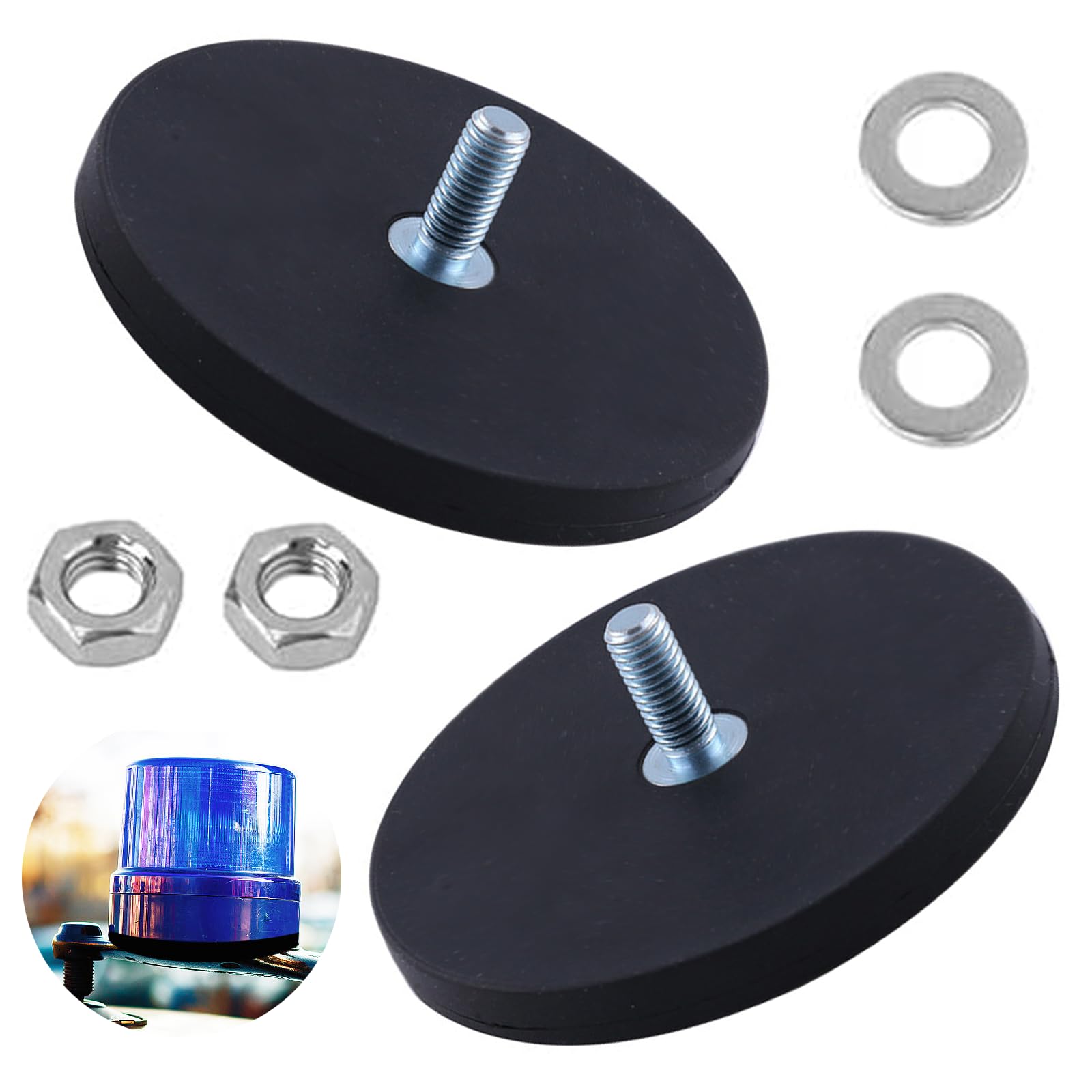 Produktbild von 6x Gummierte Neodym-Magnete Mit M4 Gewinde, 22 Mm – Rutschfest, Kratzsicher, 8 Kg Zugkraft – Für LED-Leuchten & Montage