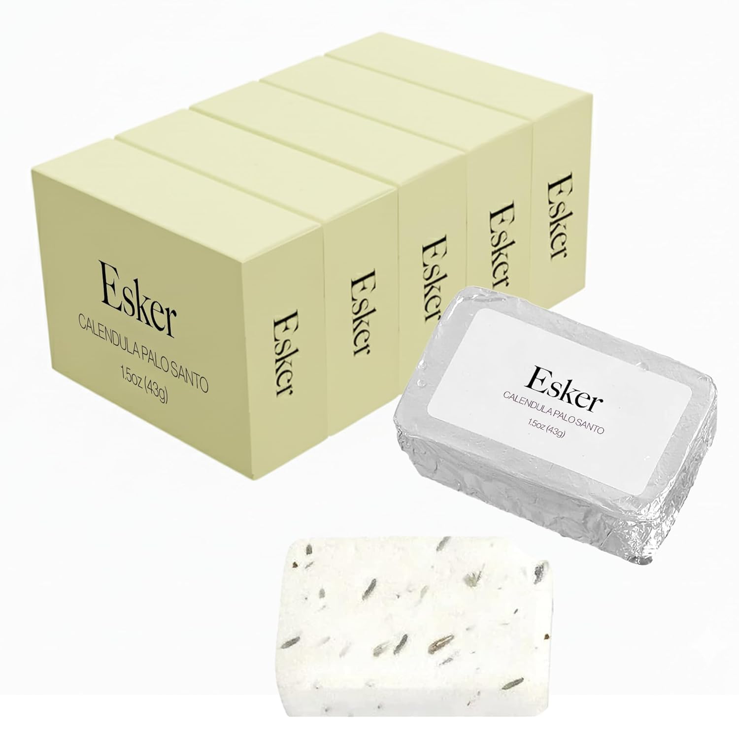 Esker - Aromatic Shower Steamer Refill Pack | Vegan, Cruelty-Free, Clean Beauty (6 Calendula Palo Santo Steamers, NO Holder)