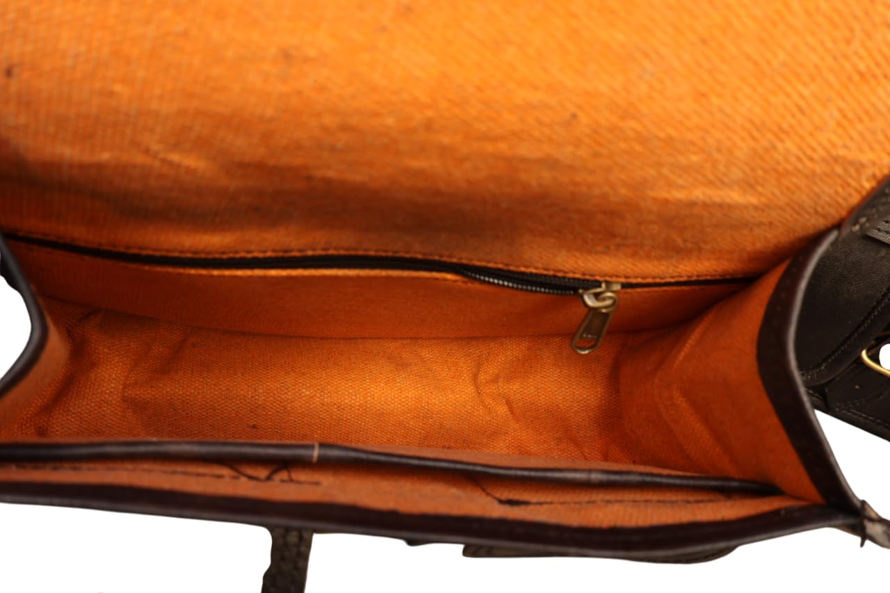 American Blue Borsa da Sella per Moto e Bicicletta in Pelle, Tasca Laterale con 2 Tasche Nere per Attrezzi