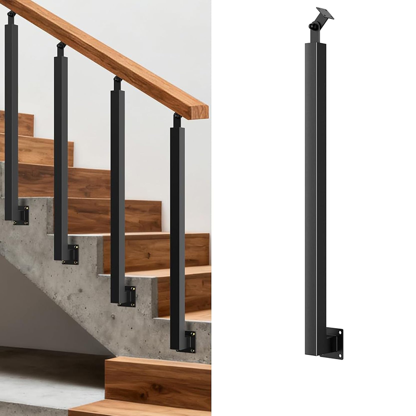 Balaustre cuadrado de hierro ajustable con rotación de 270 grados para escaleras y porches