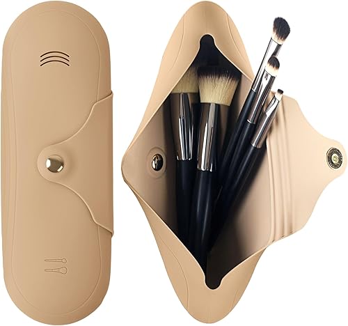Soporte para brochas de maquillaje de viaje, estuche magnético de silicona anticaídas, soporte para cepillos de cara cosméticos, organizador de