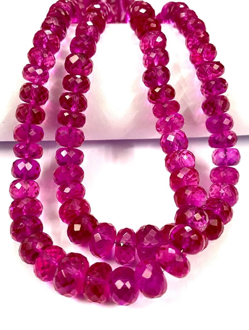 Perles à facettes rondelle rose naturel pour fabrication bijoux collier