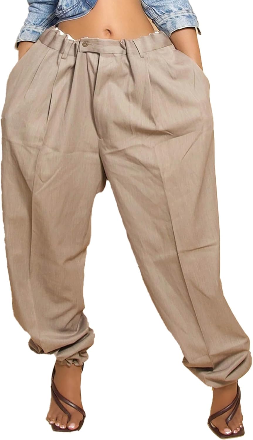 Women's Baggy Parachute Pants Casual High Waisted Oversized Fit Tapered Trousers Jogger Hip-Hop Y2K Streetwear