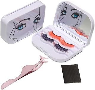 3 Tier Eyelash Storage Case Lash Dime Organizer Holder Box with Mirror Makeup Cosmetic Travel Case Empty and Eyelash Tweezer False Lash Container (White)