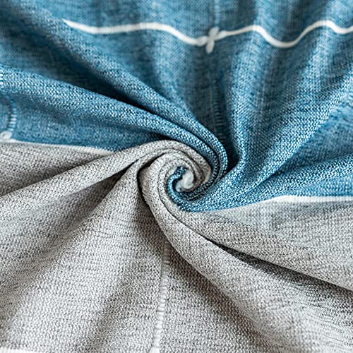 Nappe pompon bleu blanc gris rectangulaire 140x300 pour table à manger - 8