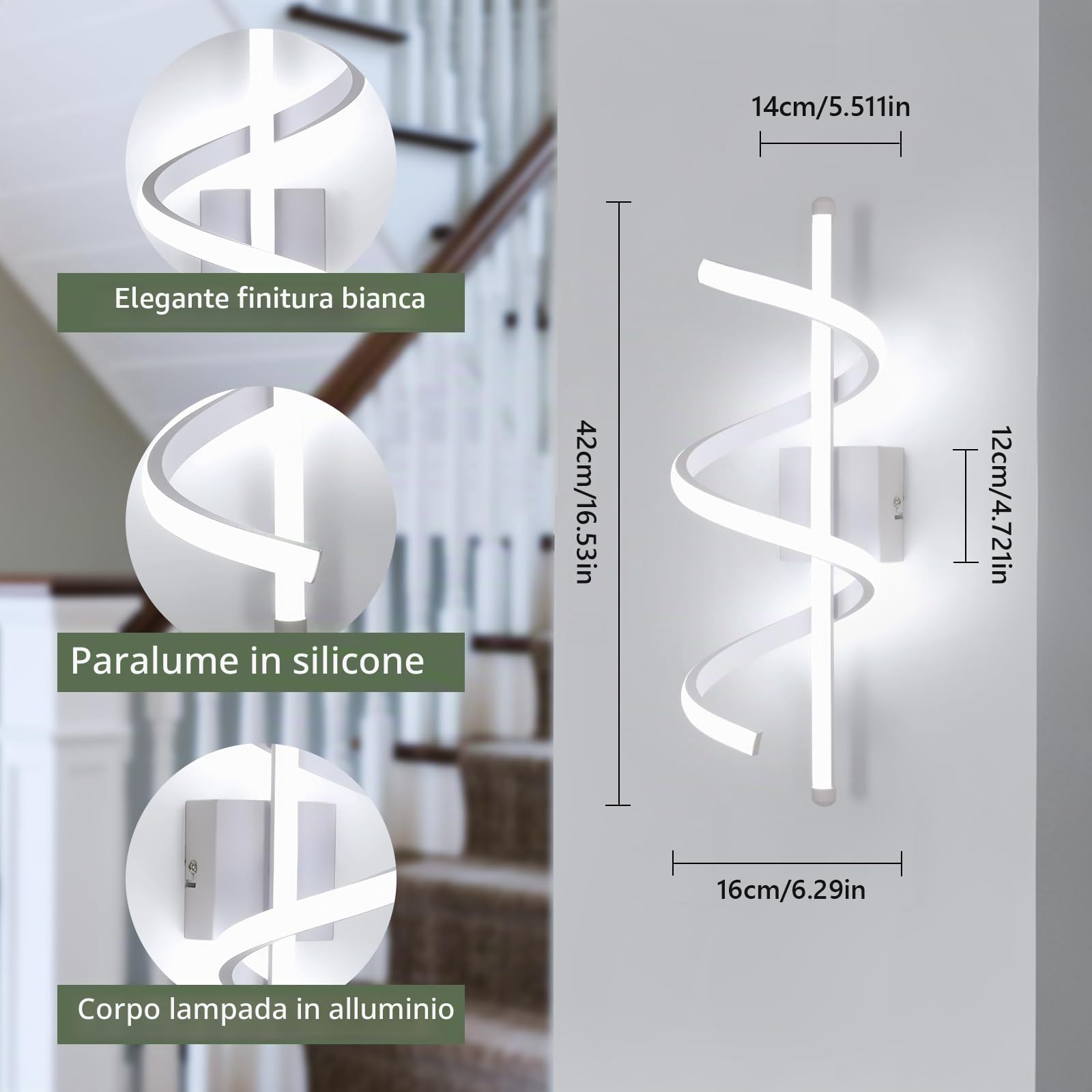 Comely Applique LED da Parete Interno, 26W 2925LM Moderno Lampada da Parete