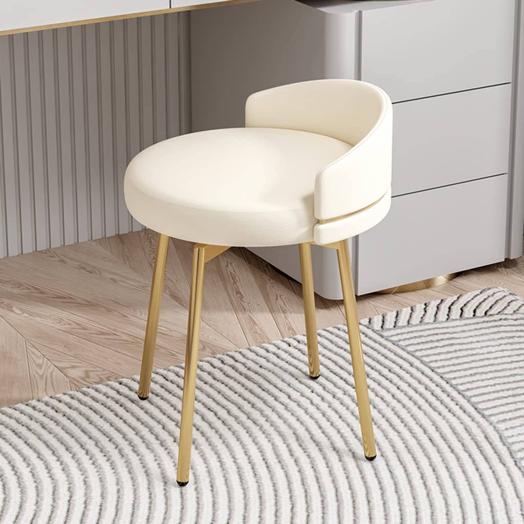 Moderno sgabello rotondo girevole per trucco per camera da letto e toeletta beige sedia manicure 38 x 38 x 53 cm