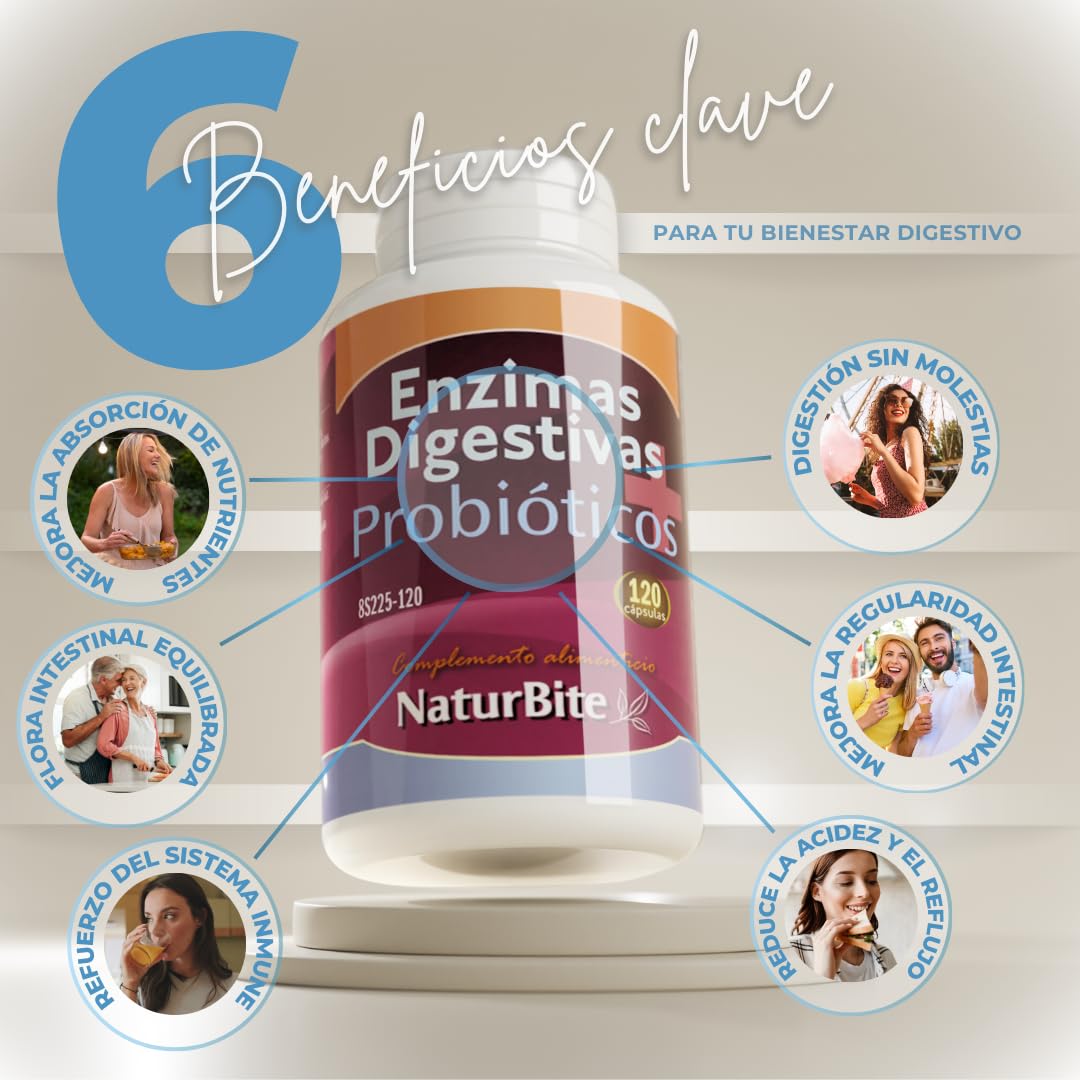 NATURBITE enzimas digestivas+probioticos kapsułki bio 120 kapsułek