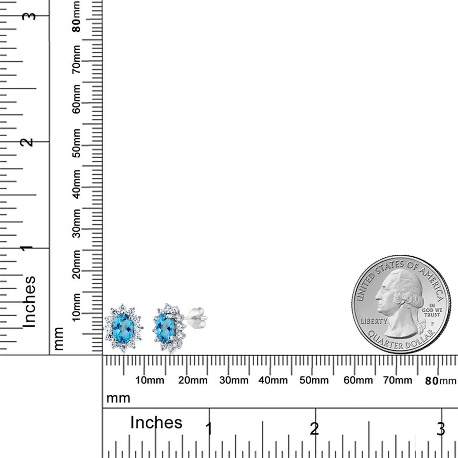 Gem Stone King 7X5MM Oval Gemstone Birthstone Stud Earrings For Women | Princess Diana Royal Halo Style | 925 Sterling Silver | Fine Jewelry Gifts for Anniversary Wedding Her Mom Women Wife - Image 6