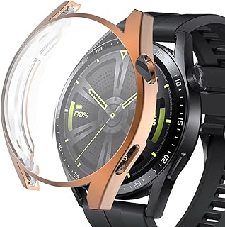 Miimall Case for Huawei Watch GT 3 42mm/46mm, Ultra-thin HD Soft TPU Screen Protector Bumper Protective Shell Shockproof All-Around Protective Case Cover for Huawei Watch GT3-Rose Gold