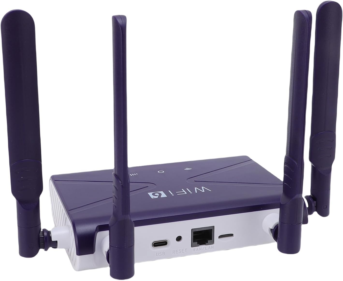 ด้านข้าง view of Dpofirs WiFi 6 Router showing USB, Reset, and LAN/WAN ports