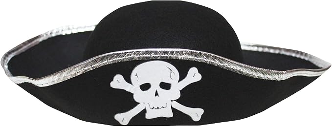 Petitebelle - Cappello da pirata, colore: Nero Argento Taglia unica : Amazon.it:  Giochi e giocattoli