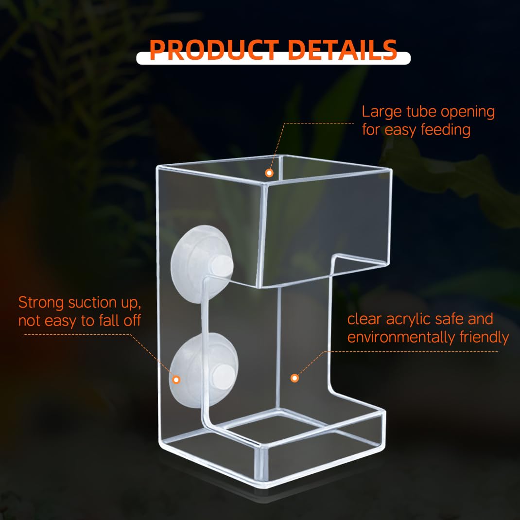 Acrylic Betta Fish Feeder for Aquarium Square Fish Feeder Suction Cup with 1 Spoon - Image 4