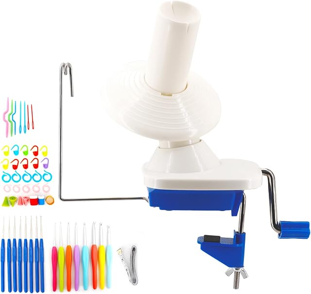 Traipy Yarn Ball Winder with Knitting Needles Set, Hand Operated, 4 Ounce Capacity, Swift Yarn Winder for Wool