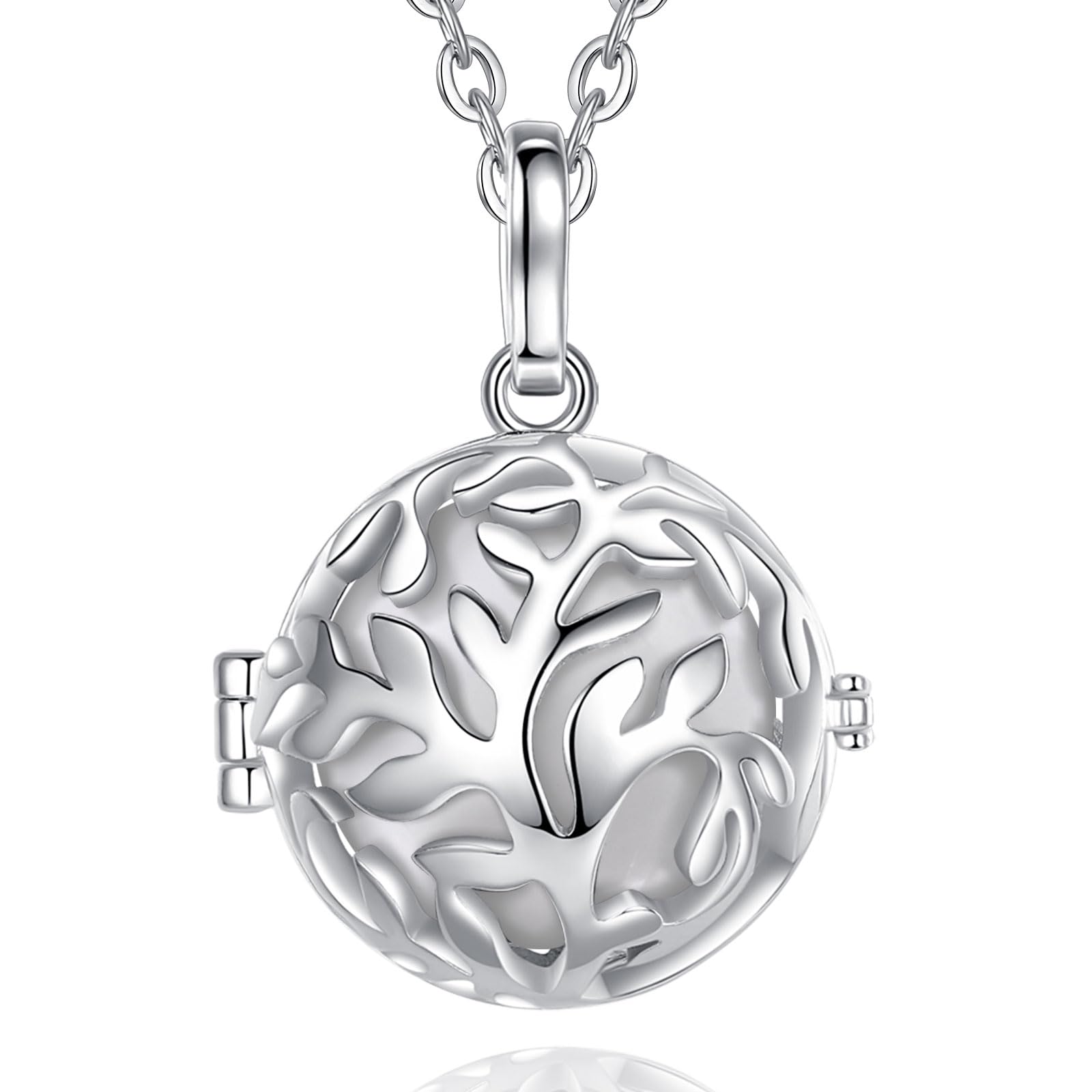 Collar Llamador De Ángeles Para Embarazadas - Colgante Flor Con Campanita, Cadena 76 Cm + Cordón 114 Cm