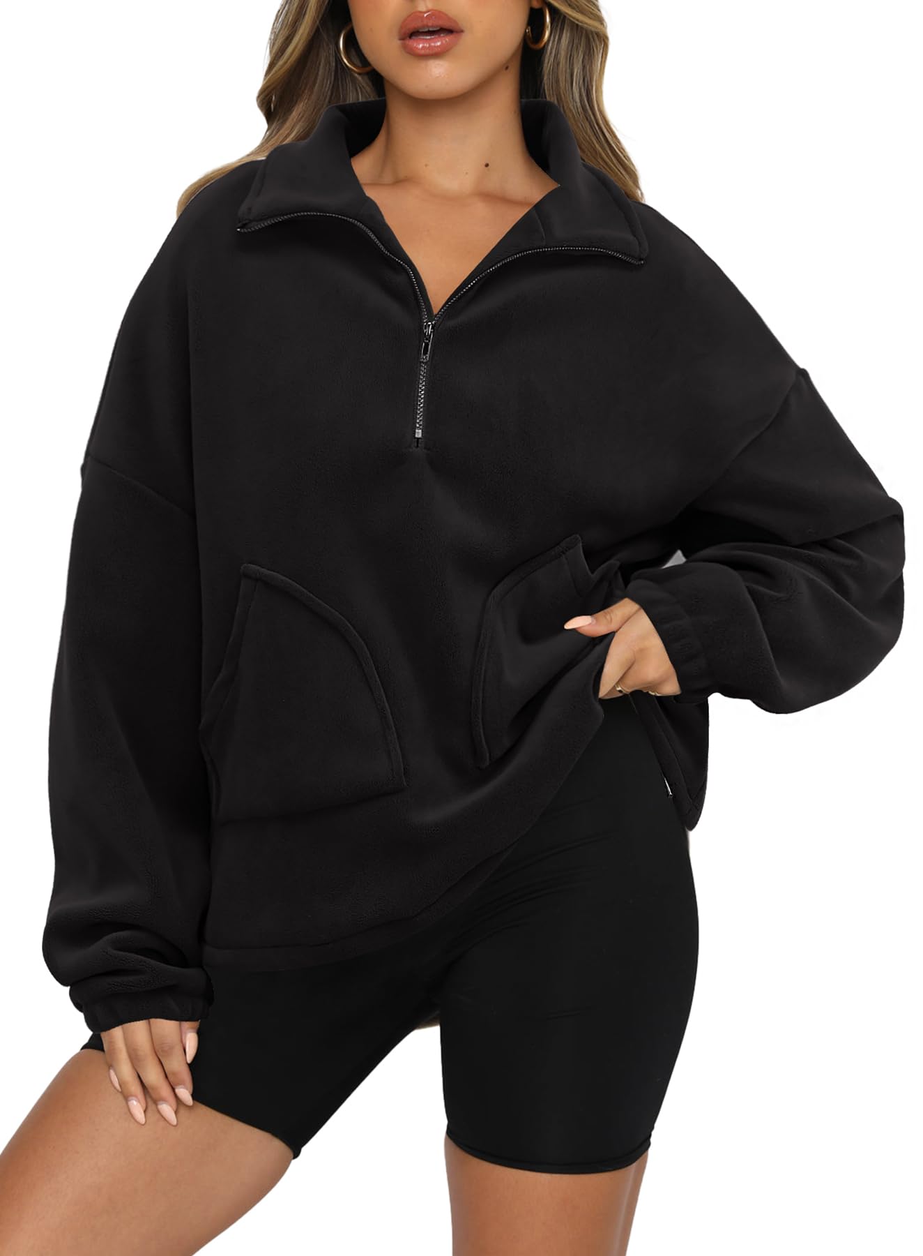 DarongWomens Oversized Half Zip Pullover Jacket Fall Fashion Outfits 2023 Y2k Clothes