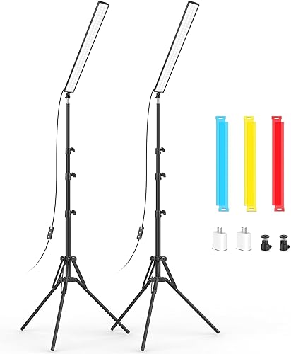 Unicucp Paquete de 2 barras de luz LED de video con soporte de trípode de 62.99 pulgadasfiltro de color, luz de estudio de 5600 K, kit de