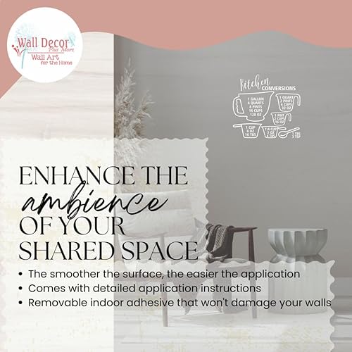 Miniatura 10 de Tabla de conversión de cocina, vinilo mate, refranes para decoración de pared, calcomanías inspiradoras para cocina y comedor, arte de pared de