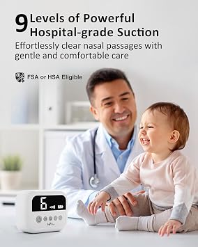 HEYVALUE Nasal Aspirator for Baby, Hospital Grade 9 Levels Suction, White