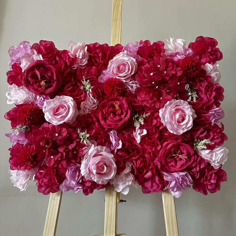 QIUMING 1 Stück 60 x 40 cm 3D-Blumen-Wanddekoration DIY weiße Rose Blumentafel für Hochzeitshintergrund Mariages Dekoration Weihnachten Blumenwand