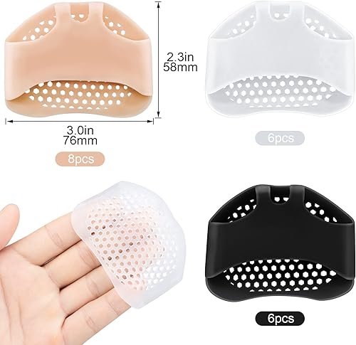 Miniatura 2 de PAGOW 10 pares de almohadillas metatarsianas para pies para mujeres y hombres, almohadilla de silicona suave para el antepié, alivio del dolor, bola