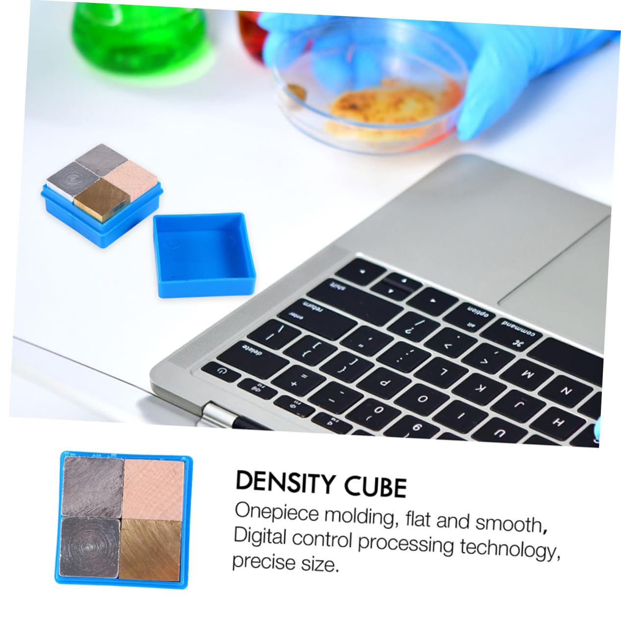 ABOOFAN Ensemble de 8 Cubes Pédagogiques 2 Cm en Cuivre, Fer, Aluminium et Bois – Fournitures pour Étude Densité en Laboratoire, Matériel Scientifique Éducatif pour Expériences de Masse et Densité
