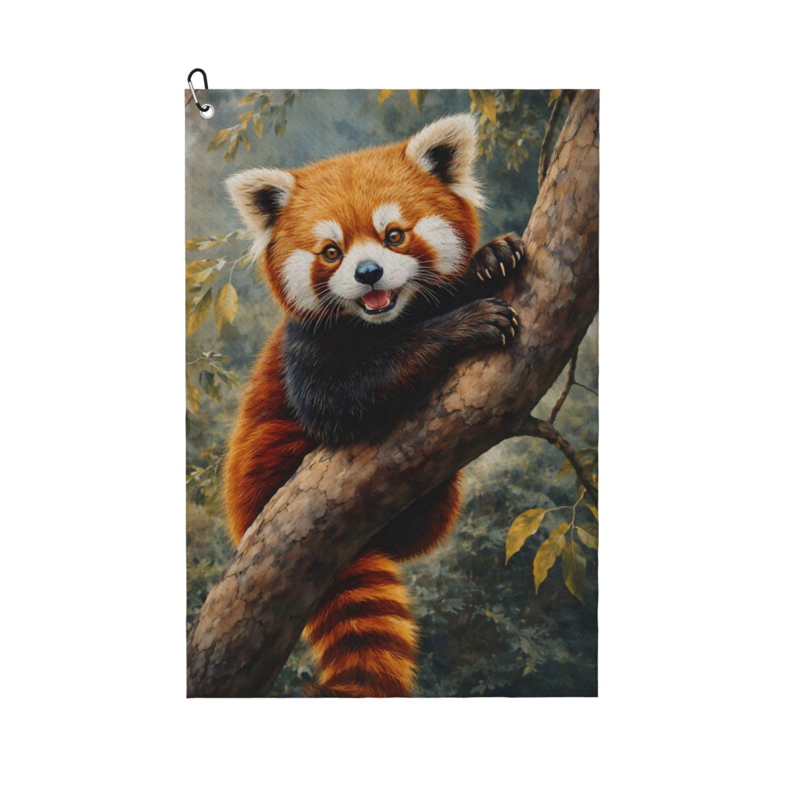 Oudrspo Playful Red Panda Multi-Functional Golf Towel | Absorbent Quick Drying 16x24in